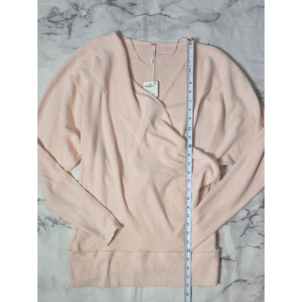 Free People Cozy With You Ribbed Wrap Pullover Sweater In Champagne Toast - Picture 3 of 7